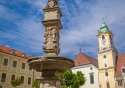 Maximilian Fountain (Roland Fountain) in Hlavné námestie in Bratislava, Slovakia