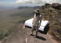 Aaron prepares to spend the night atop Devil's Mountain in the Sweet Bed by ibis™