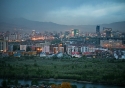 The Ulaanbaatar skyline at dusk