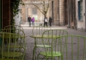 Relaxed pavement people watching at The Chocolate Box café in Antwerp, Belgium