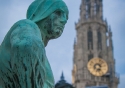 The Arbeid Vrijheid statue near the Stadshuys in Antwerp, Belgium