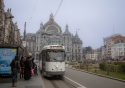 One of Antwerp's traditional trams outside the Central Station