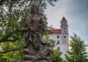 Bratislava Castle viewed from its beautiful gardens, in the Slovak capital